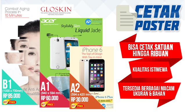 Cetak Poster Murah (A3, A2, A1, B2, B1). Bisa Cetak Satuan