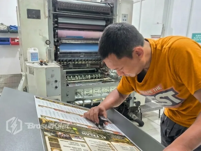 mesin cetak offset produksi kalender di percetakan BrosurKilat Surabaya