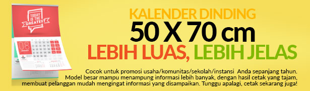 Kalender dinding ukuran 50x70cm