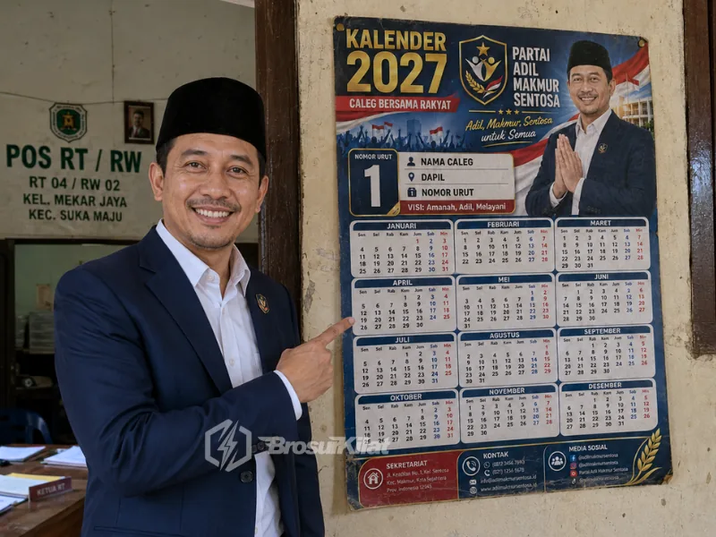 cetak kalender poster kampanye caleg dengan foto nomor urut dan logo partai