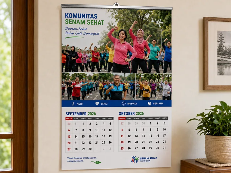 kalender dinding satuan agenda komunitas terpasang di ruang sekretariat