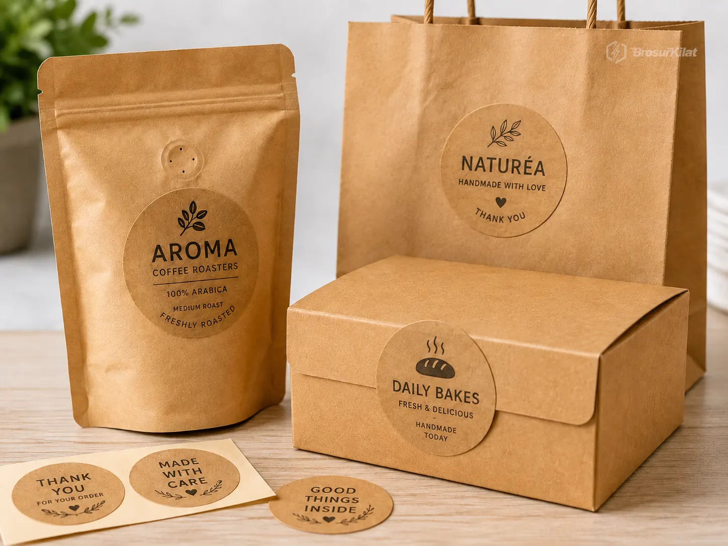 stiker kraft custom untuk label kopi dan kemasan produk